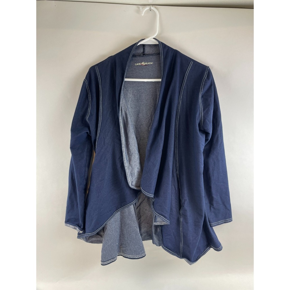 Laura HLAVAC Sweater, Women's Size Medium, Blue, Chambray, Open Cardigan